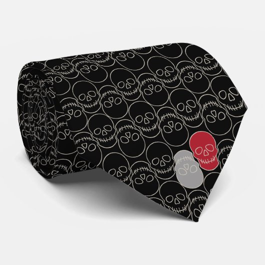 Skulls - Bat Black en Bone White Stropdas (Opgerold)