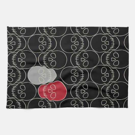 Skulls - Bat Black en Bone White Theedoek (Horizontaal)