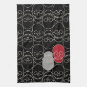 Skulls - Bat Black en Bone White Theedoek (Verticaal)