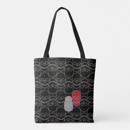 Skulls - Bat Black en Bone White Tote Bag (Achterkant)