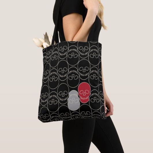 Skulls - Bat Black en Bone White Tote Bag (Dichtbij)