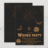 Skulls Bats en Spinnen Halloween Party Kaart (Voorkant / Achterkant)