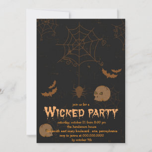 Skulls Bats en Spinnen Halloween Party Kaart