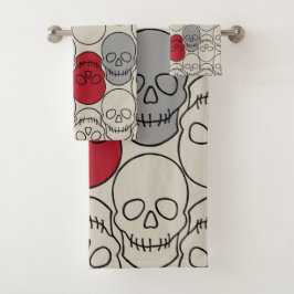 Skulls - Bone White en Bat Black Bad Handdoek