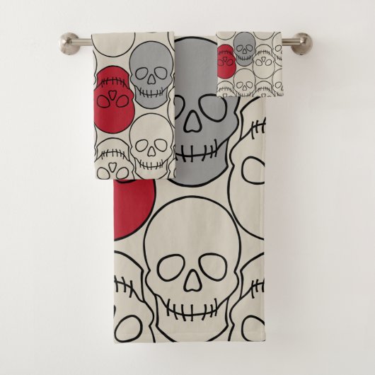 Skulls - Bone White en Bat Black Bad Handdoek (Insitu)