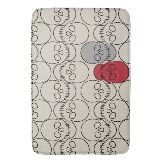 Skulls - Bone White en Bat Black Badmat (Voorkant Verticaal)