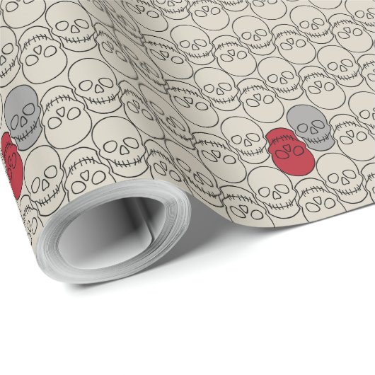 Skulls - Bone White en Bat Black Cadeaupapier (Rol Hoek)