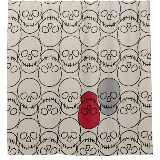 Skulls - Bone White en Bat Black Douchegordijn (Voorkant)