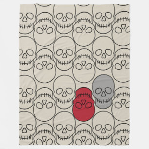 Skulls - Bone White en Bat Black Fleece Deken