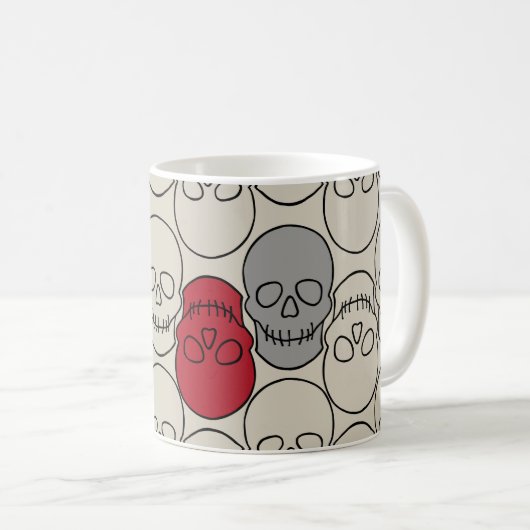 Skulls - Bone White en Bat Black Koffiemok (Voorkant rechts)