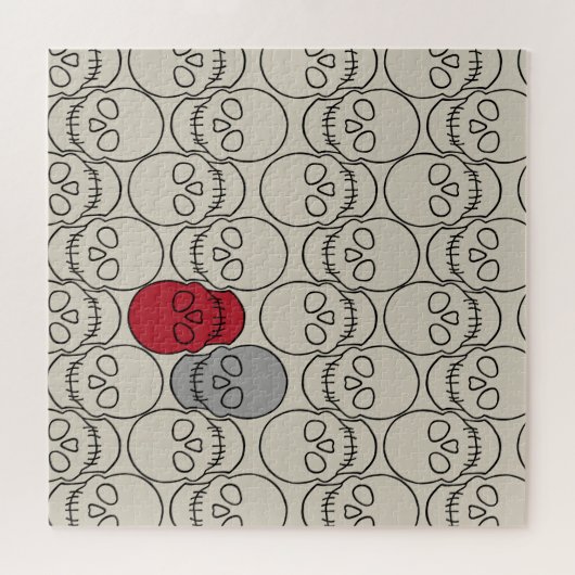 Skulls - Bone White en Bat Black Legpuzzel (Horizontaal)