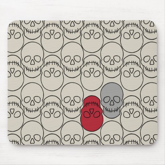 Skulls - Bone White en Bat Black Muismat (Voorkant)