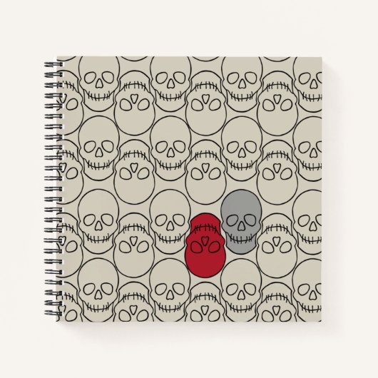 Skulls - Bone White en Bat Black Notitieboek (Voorkant)