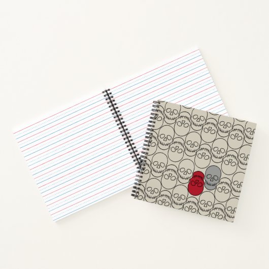 Skulls - Bone White en Bat Black Notitieboek (Binnen)