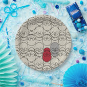Skulls - Bone White en Bat Black Papieren Bordje (Feest)