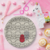 Skulls - Bone White en Bat Black Papieren Bordje (Feest)