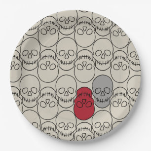 Skulls - Bone White en Bat Black Papieren Bordje