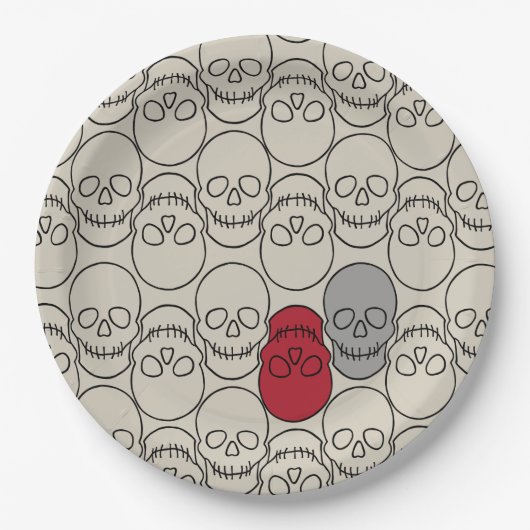 Skulls - Bone White en Bat Black Papieren Bordje (Voorkant)