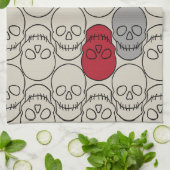 Skulls - Bone White en Bat Black Theedoek (Gevouwen)