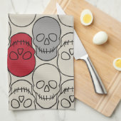 Skulls - Bone White en Bat Black Theedoek (Quarter Fold)