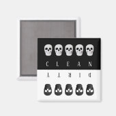 Skulls Clean Dirty Black White Omkeerbaar Magneet (Voorkant / Achterkant)