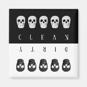 Skulls Clean Dirty Black White Omkeerbaar Magneet (Voorkant)