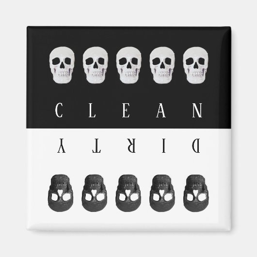 Skulls Clean Dirty Black White Omkeerbaar Magneet (Voorkant)