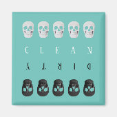 Skulls Clean Dirty Blauwgroen groene wasmachine Magneet (Voorkant)