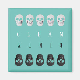 Skulls Clean Dirty Blauwgroen groene wasmachine Magneet