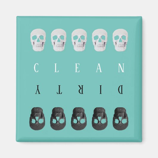 Skulls Clean Dirty Blauwgroen groene wasmachine Magneet (Voorkant)