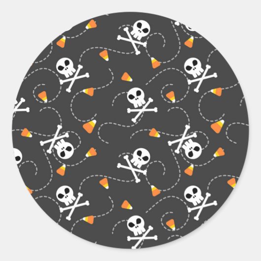 Skulls Crossbones en Candy Corn Ronde Sticker (Voorkant)