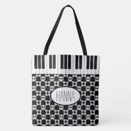 Skulls Crossbones en Piano Keys Tote Bag