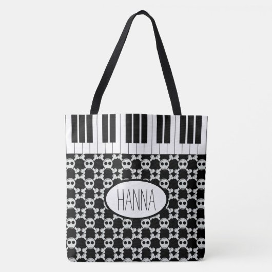 Skulls Crossbones en Piano Keys Tote Bag (Voorkant)