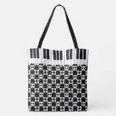 Skulls Crossbones en Piano Keys Tote Bag (Achterkant)