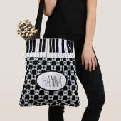Skulls Crossbones en Piano Keys Tote Bag (Dichtbij)