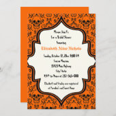 Skulls damask Halloween bruiloft vrijgezellenfeest Kaart (Voorkant / Achterkant)