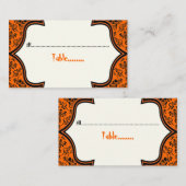 Skulls damask oranje black Halloween place card Plaatskaartje (Voorkant / Achterkant)