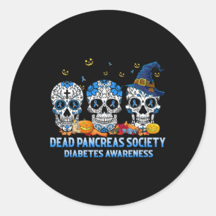Skulls Dead Pancreas Society Diabetes Awareness HA Ronde Sticker
