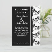 Skulls Ebony (Black) Wedding Invitation Kaart (Staand voorkant)