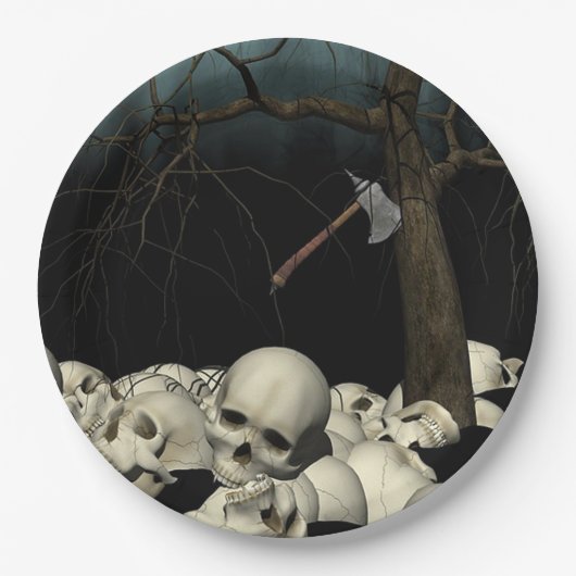 Skulls en Ax Papieren Bordje (Voorkant)