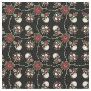 Skulls en Barbed Wire Stof