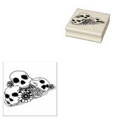 skulls en bloemen dag van de dode kunstrubberstam rubberstempel (Gestempeld)