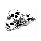 skulls en bloemen dag van de dode kunstrubberstam rubberstempel (Afrduk)
