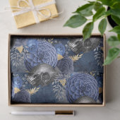 Skulls en Blue Rozen op Blue Decoupage Tissuepapier (Geschenk)