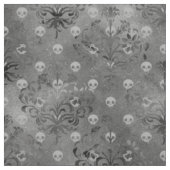 Skulls en Charcoal Damask op Grey Stof (Swatch)