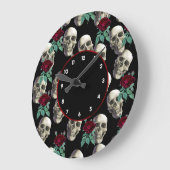 Skulls en Flowers Grote Klok (Hoek)