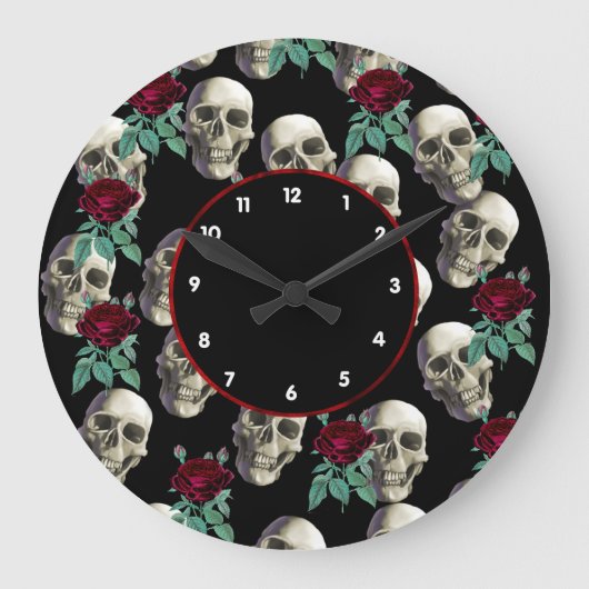 Skulls en Flowers Grote Klok (Voorkant)