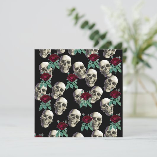 Skulls en Flowers Kaart (Staand voorkant)