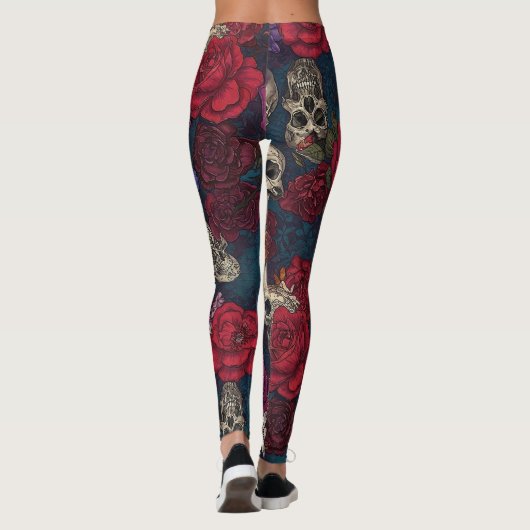 Skulls en Flowers Leggings (Achterkant)
