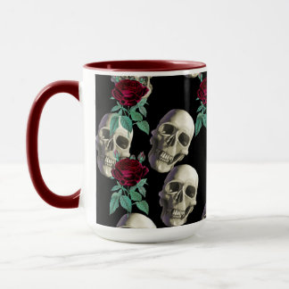 Skulls en Flowers Mok